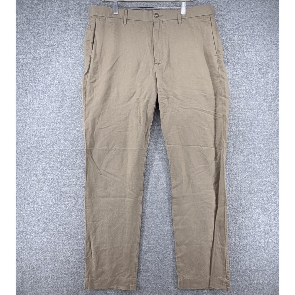 Polo Ralph Lauren Straight Fit Pants Men Size 36x34 Brown Linen Blend Preppy